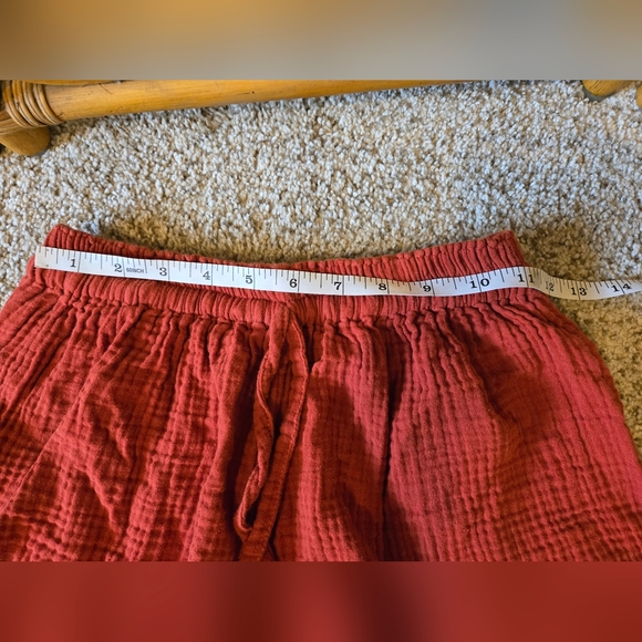 Yu'as Burnt Orange Red Cotton Gauze Shorts - Picture 7 of 12